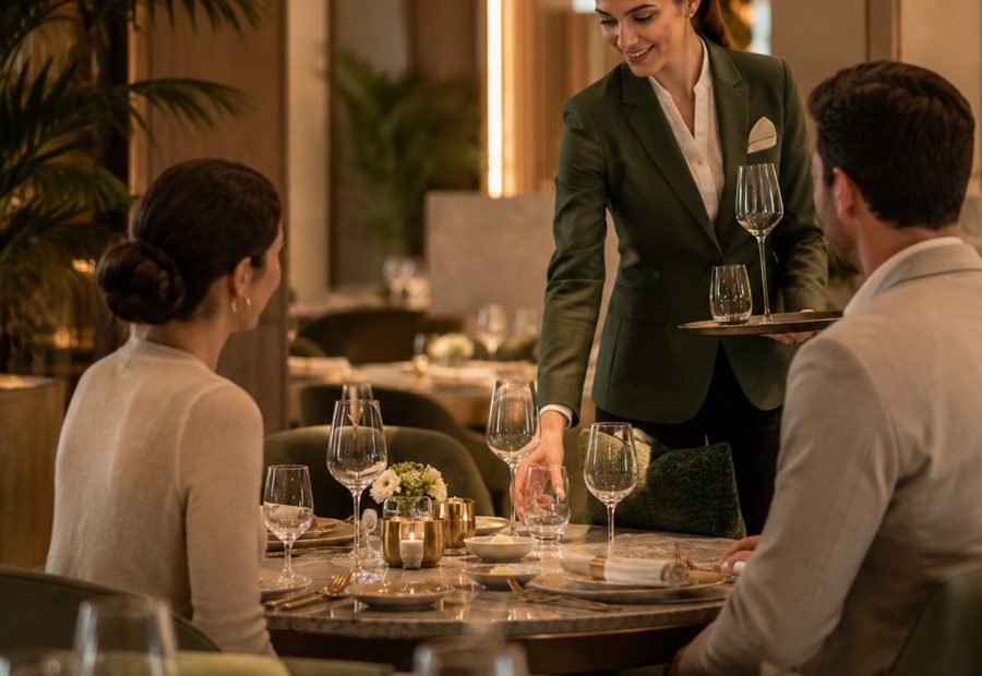 Professioneller Restaurantservice im Hotelrestaurant
